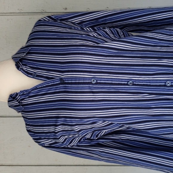 Blue Stripes Button Down Shirt. Office. Work - Picture 11 of 11